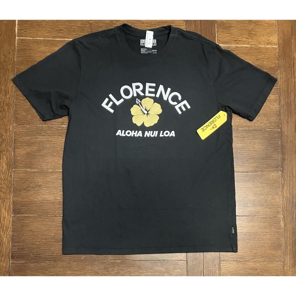 Florence Marine X Hawaii Aloha Hibiscus Cotton T-Shirt Graphic Men's Sz M Black